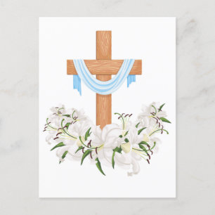 Crucifix With Lilies Holiday Postcard
