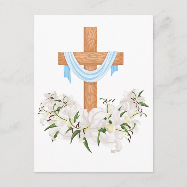 Crucifix With Lilies  Holiday Postcard (Front)