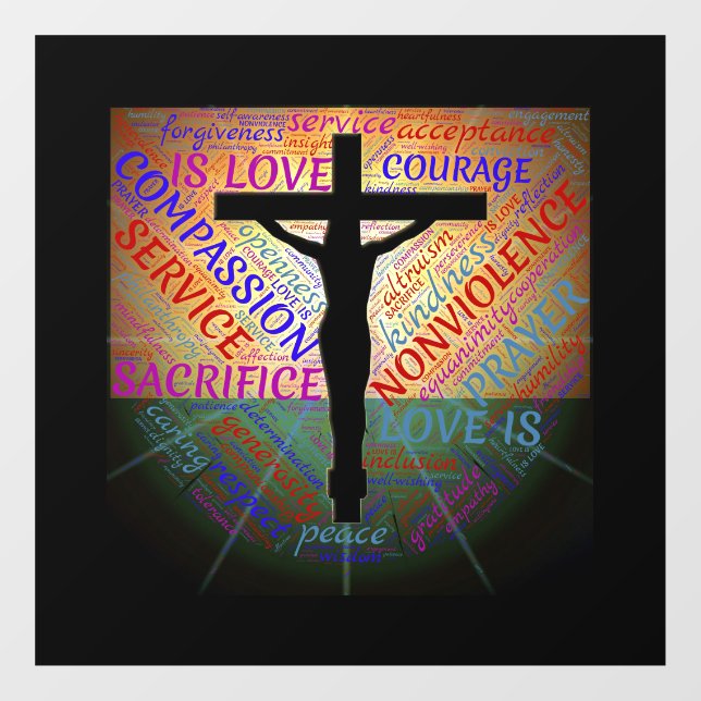 Crucifix / Words Window Cling (Sheet)
