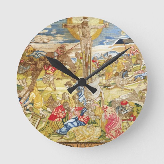 Crucifixion, 1609 (embroidery) round clock (Front)