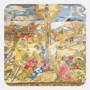 Crucifixion, 1609 (embroidery) square sticker
