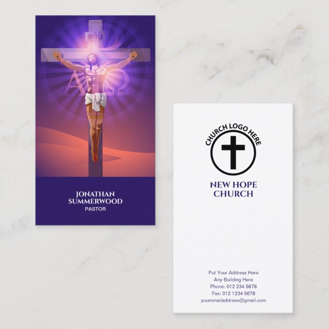 Crucifixion Christian Church Pastor or Evangelist Business Card (Front/Back)