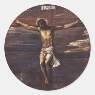 Crucifixion Classic Round Sticker