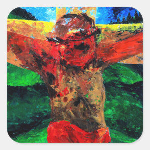 Crucifixion- it is finished 2009 square sticker