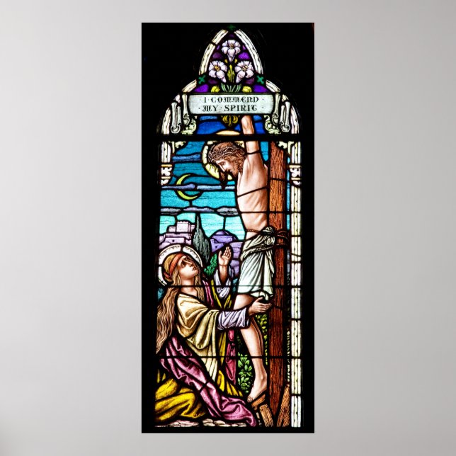Crucifixion of Jesus - Stained glass window Poster (Front)
