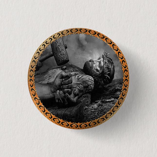 Crucifixion Scene Representing Jesus at His Final  3 Cm Round Badge (Front)
