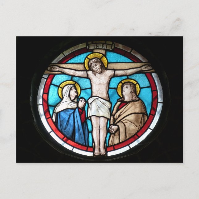 Crucifixion Stained Glass Window Postcard (Front)
