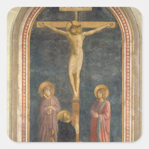 Crucifixion with the Virgin, SS. John the Evangeli Square Sticker