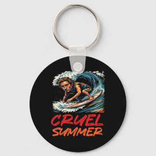 Cruel Summer Retro Wave Surfing Holiday Vacation W Key Ring