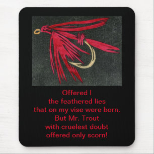 "Cruel Trout" poem with the "Red Ibis" wet fly Mouse Pad