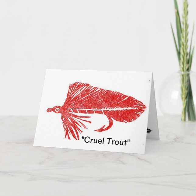 "Cruel Trout" Red Mutuka Greeting Card (Front)