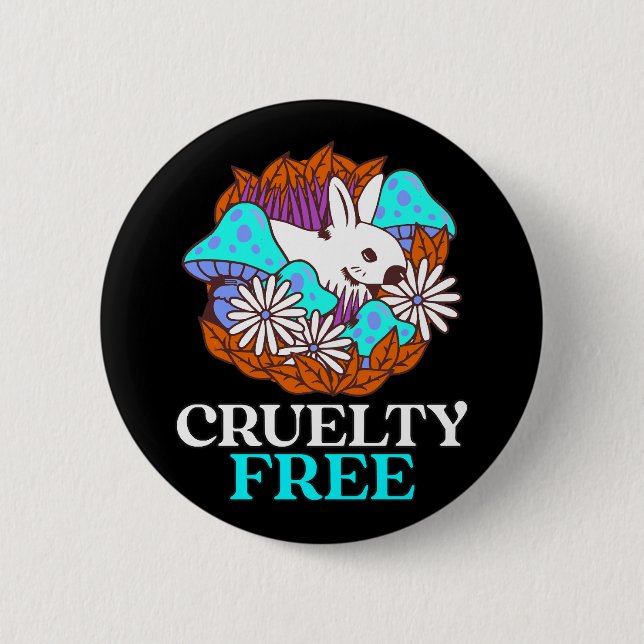 Cruelty free 6 cm round badge (Front)