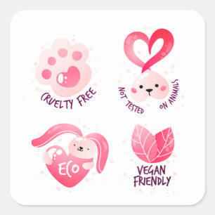Cruelty free, eco, not tested on animals square sticker
