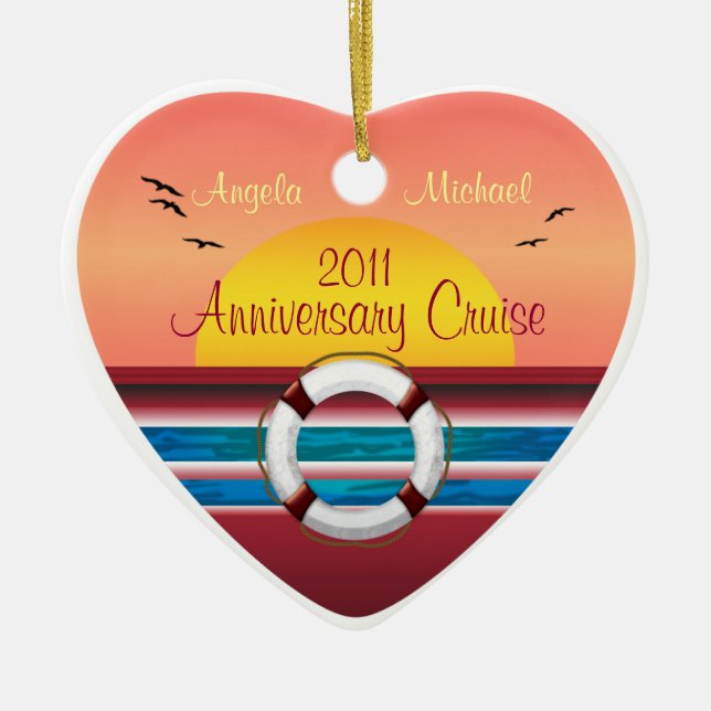 Cruise Anniversary - Sunset  Template Ceramic Tree Decoration (Front)