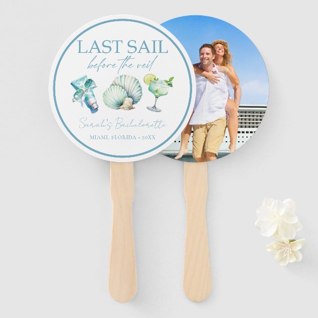 Cruise Bachelorette Party Personalised Photo Hand Fan (Front and Back)