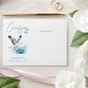 Cruise Bachelorette Party Watercolor Seagull Envelope