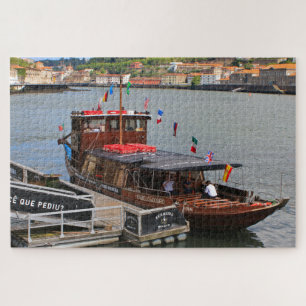 Cruise boat at the dock, Porto, Portugal Jigsaw Puzzle