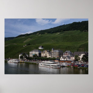 Cruise boat on Mosel River, Bernkastel Kues, Germa Poster