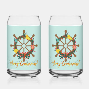 Cruise Christmas Nautical Can Glass
