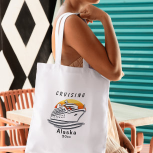 Cruise Family Alaska Sunset Personalise Tote Bag