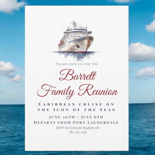 Cruise Family Reunion Vacation to Paradise Invitation (Creator Uploaded)