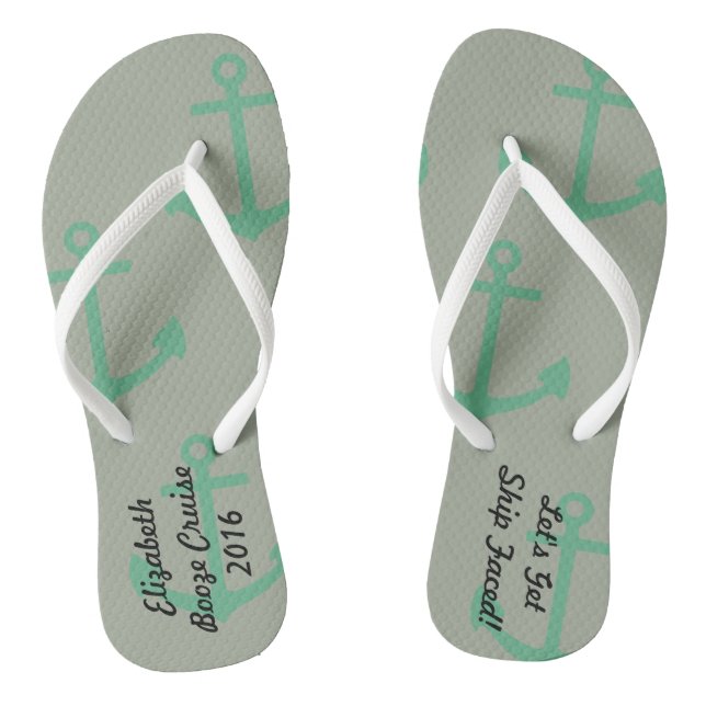 cruise flip flops lets get ship faced bachelorette (Footbed)