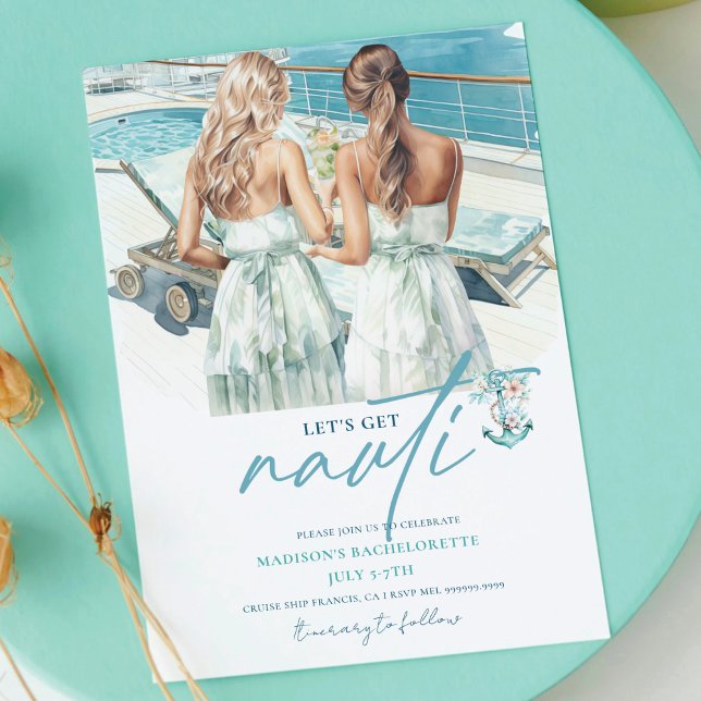 Cruise Let's get Nauti Bachelorette  Invitation (Creator Uploaded)