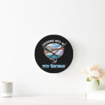 Cruise Lover Cruising Into My 70th Birthday Round Clock<br><div class="desc">Cruise Lover Cruising Into My 70th Birthday</div>
