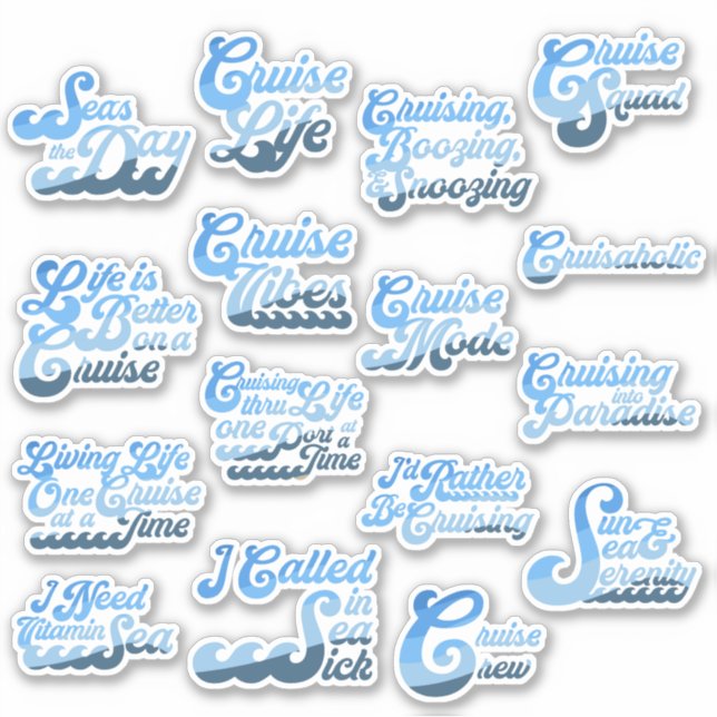 Cruise Sayings Sticker Sheet (Front)