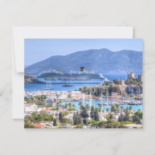 Cruise Ship And Bodrum Castle Postcard
