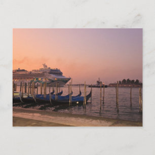 Cruise Ship and Gondolas near Grand Canal, Italy Postcard