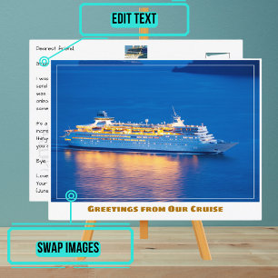 Cruise Ship at Sunset Postcard