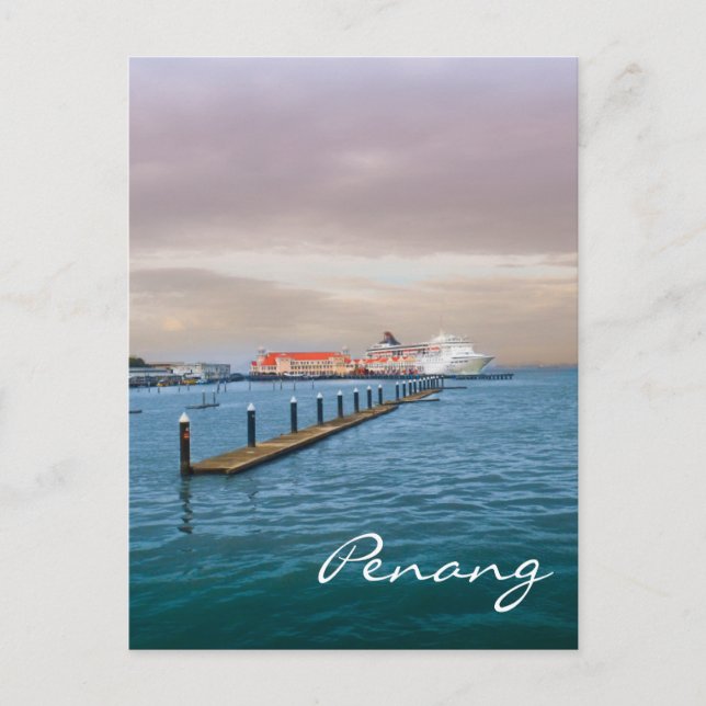 Cruise Ship At The Pier Postcard (Front)