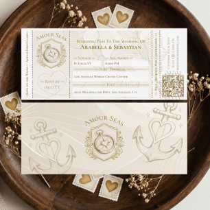 Cruise Ship Boarding ticket Destination Wedding In Invitation