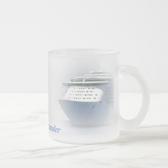 Cruise Ship Cameo Personalised Frosted Glass Coffee Mug (Right)