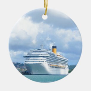 Cruise ship ceramic tree decoration
