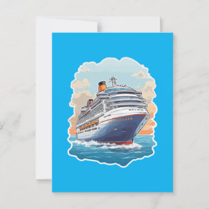 Cruise ship colorful postcard