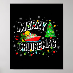 Cruise Ship Cruising Vacation Merry Christmas Ligh Poster