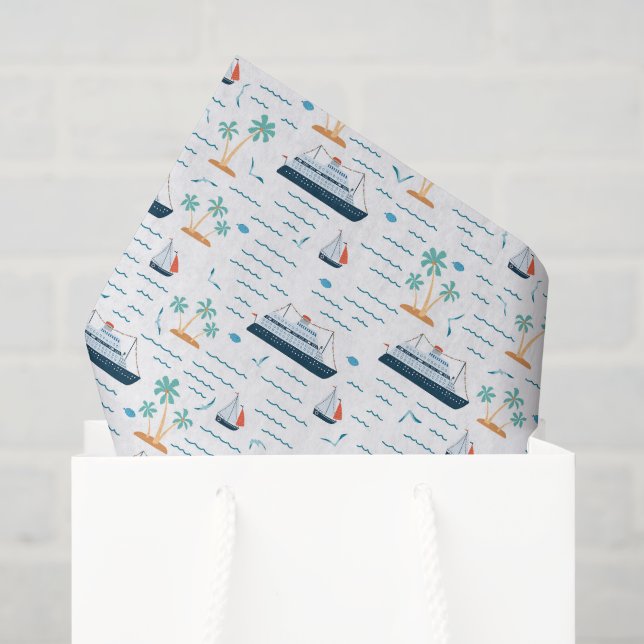 Cruise Ship Decoupage Tissue Paper, Vacation Paper (Gift Bag)