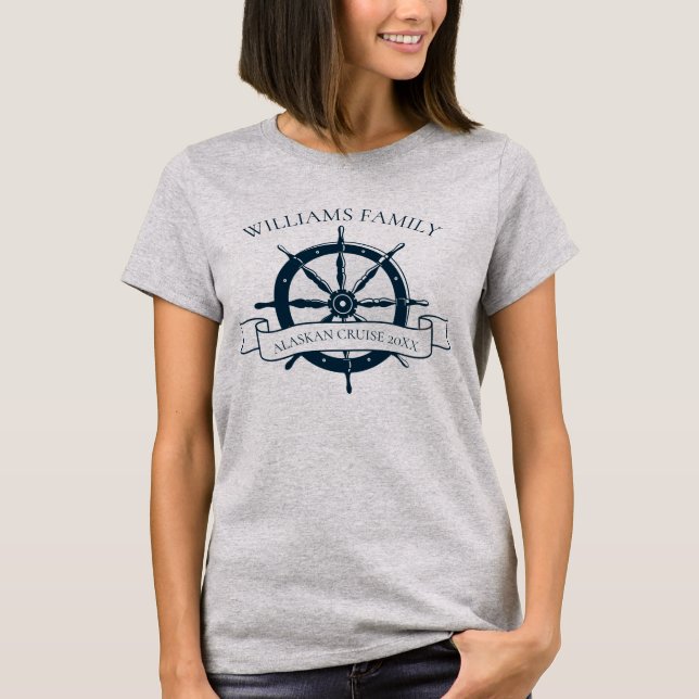 Cruise Ship Family Reunion Nautical Wheel Matching T-Shirt (Front)