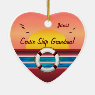 Cruise Ship Grandma - Personalised Heart Ceramic Tree Decoration