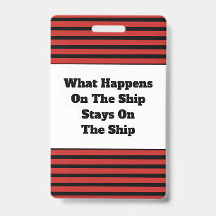 Cruise Ship Humour Vacation Cabin Key Lanyard ID Badge