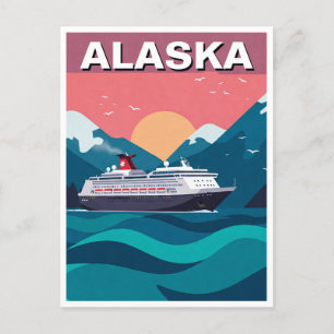 Cruise ship in Alaska Travel Abstract Postcard