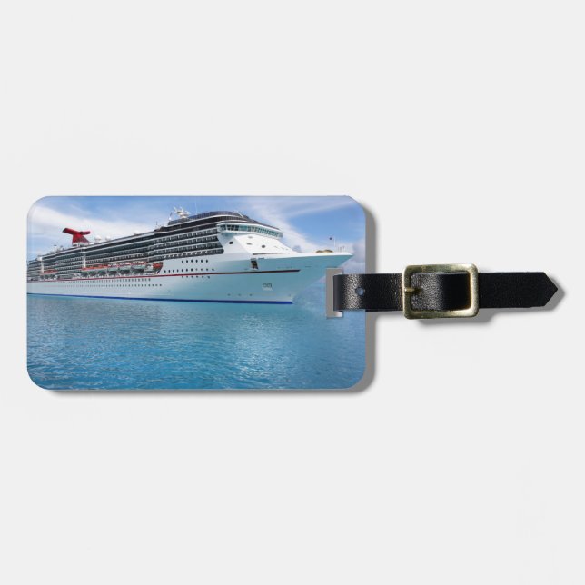 Cruise ship in Caribbean waters Luggage Tag (Front Horizontal)