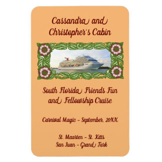 Cruise Ship in Floral Frame Stateroom Door Marker Magnet