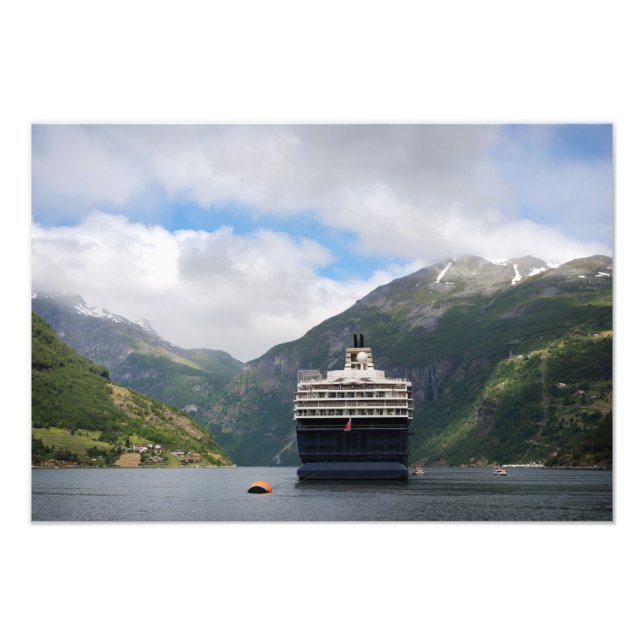 Cruise ship in Geirangerfjord photo print (Front)