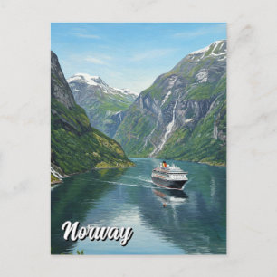 Cruise ship in Norway Fjord Postcard