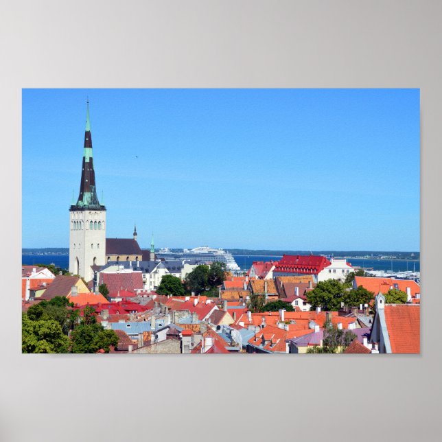 Cruise Ship in Tallinn, Estonia Poster (Front)