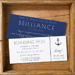 Cruise Ship Nautical Boarding Pass Wedding Invitation<br><div class="desc">Simple navy blue and white nautical anchor design boarding pass wedding ticket invitations, perfect for your cruise ship wedding. Customise with names of the bride and groom, name of the cruise ship, chapel and port and your wedding date. The reverse side of card has room for you to include details...</div>