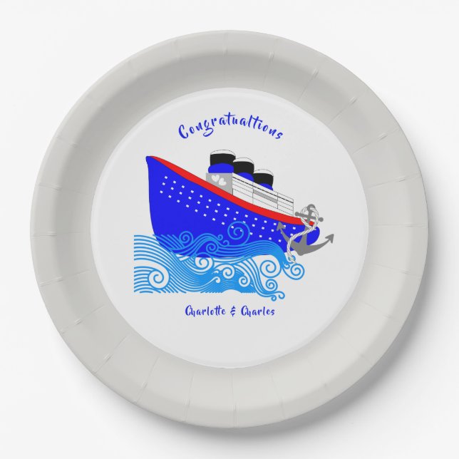 Cruise Ship Nautical Personalised Paper Plate (Front)
